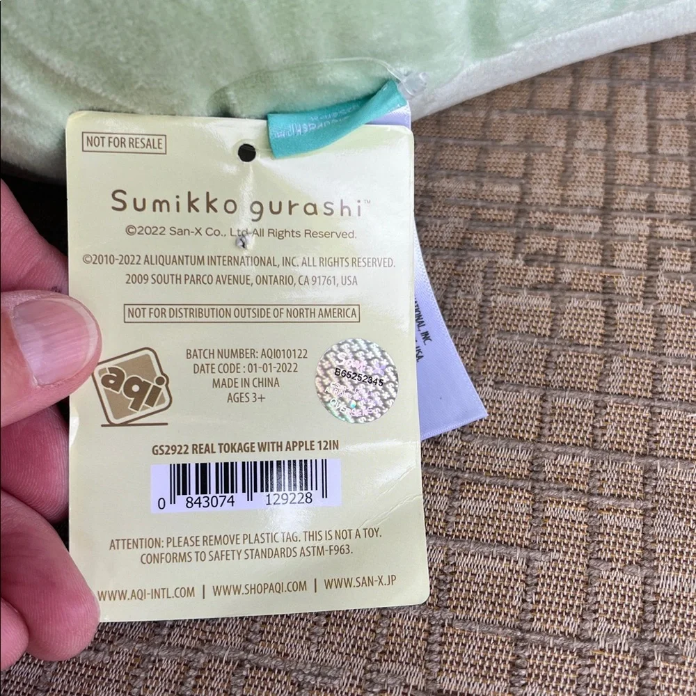 Sumikko gurashi Real Tokage with Apple 12” NWT